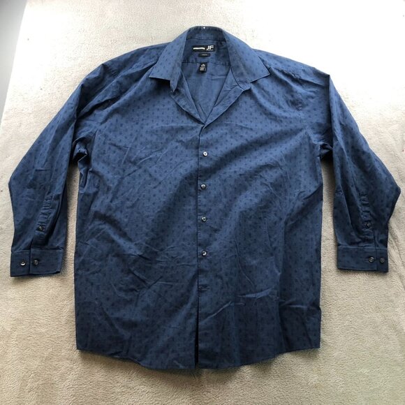 J. Ferrar Mens Dress Shirt Size XXL 18-18.5 Neck Long Sleeve Button Up Blue - Picture 9 of 10
